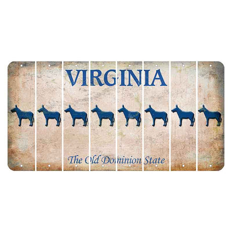 Virginia Cut License Plate Strips (Set of 8) Donkey