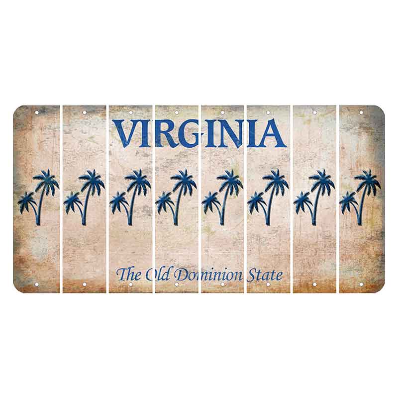 Virginia Cut License Plate Strips (Set of 8) Palm Trees