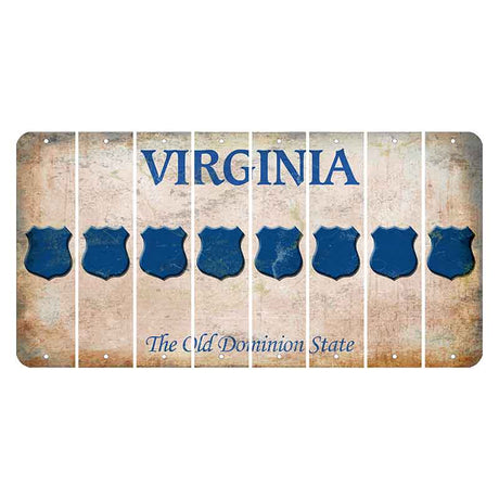 Virginia Cut License Plate Strips (Set of 8) Police Badge