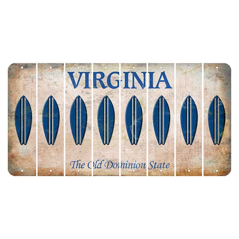 Virginia Cut License Plate Strips (Set of 8) Surfboard