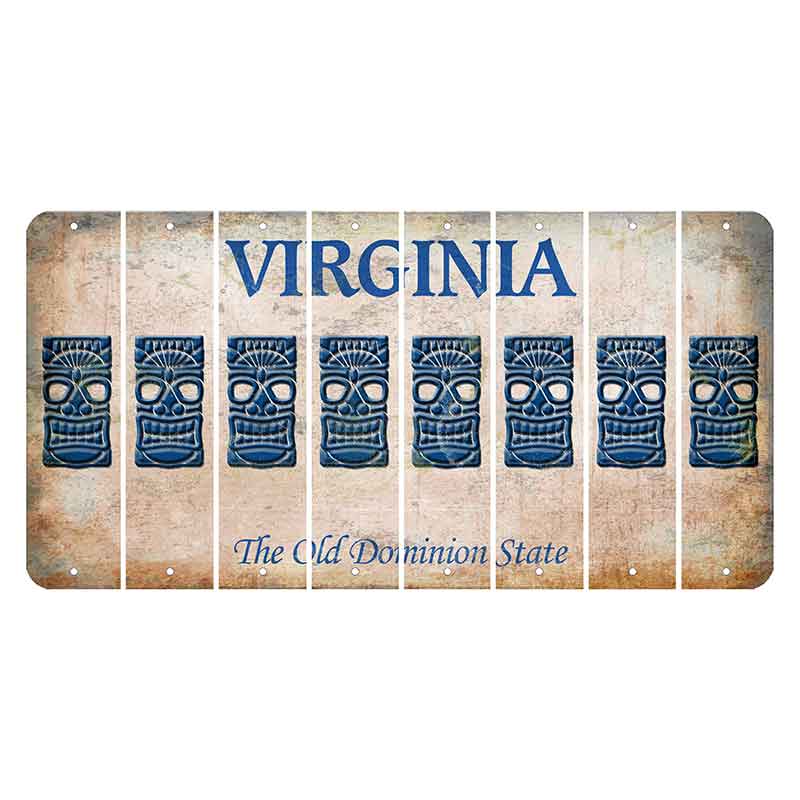 Virginia Cut License Plate Strips (Set of 8) Tiki