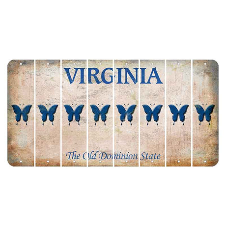 Virginia Cut License Plate Strips (Set of 8) Butterfly