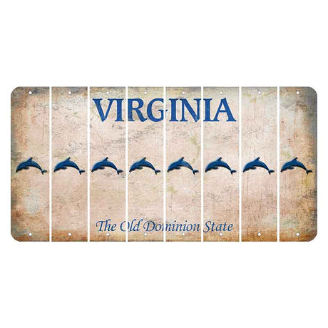 Virginia Cut License Plate Strips (Set of 8) Dolphin