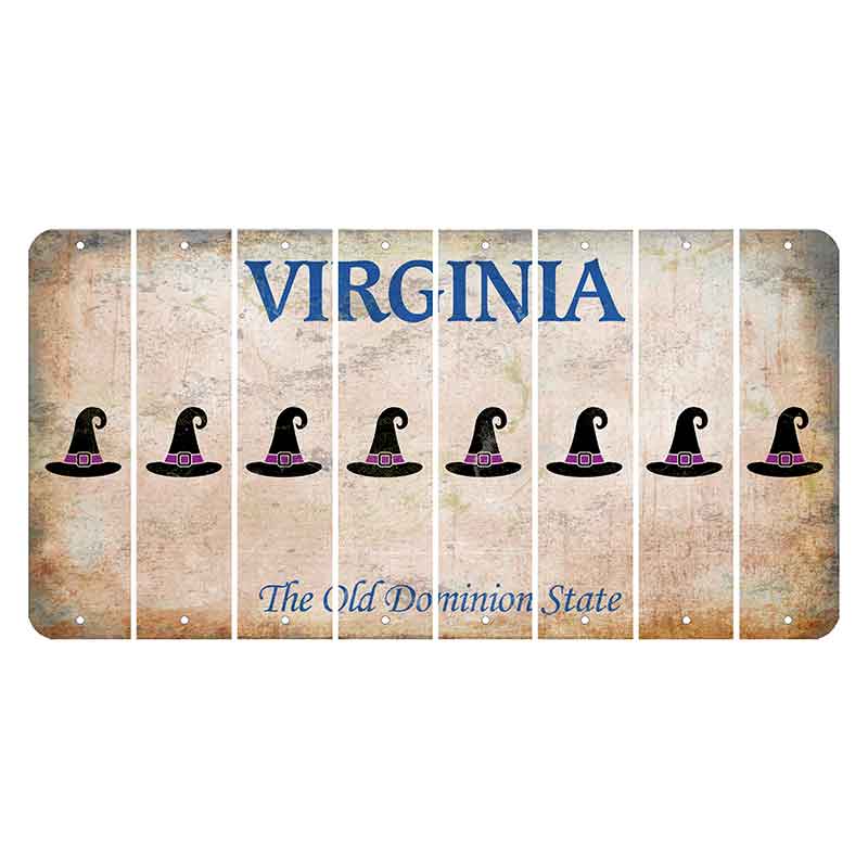 Virginia Cut License Plate Strips (Set of 8) Witches Hat