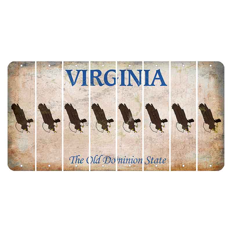 Virginia Cut License Plate Strips (Set of 8) Bald Eagle