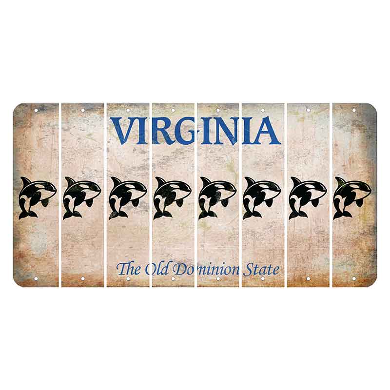 Virginia Cut License Plate Strips (Set of 8) Whale