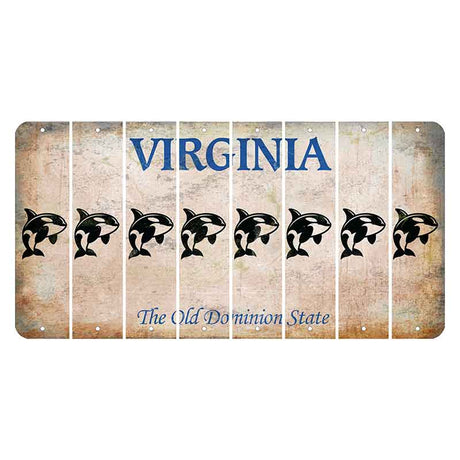 Virginia Cut License Plate Strips (Set of 8) Whale