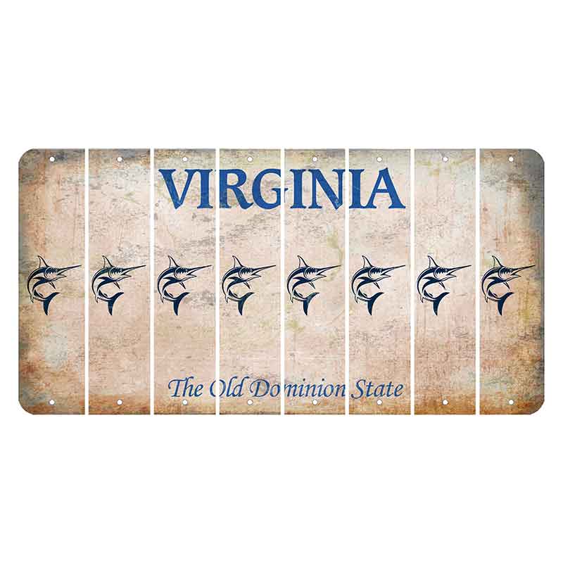 Virginia Cut License Plate Strips (Set of 8) Swordfish