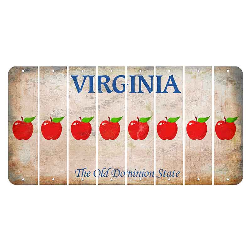 Virginia Cut License Plate Strips (Set of 8) Apple