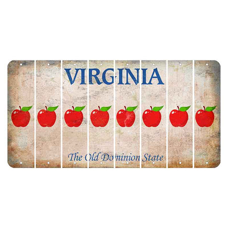 Virginia Cut License Plate Strips (Set of 8) Apple