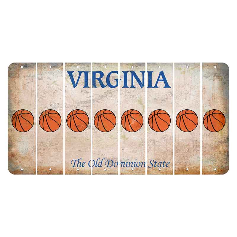 Virginia Cut License Plate Strips (Set of 8) Basketball