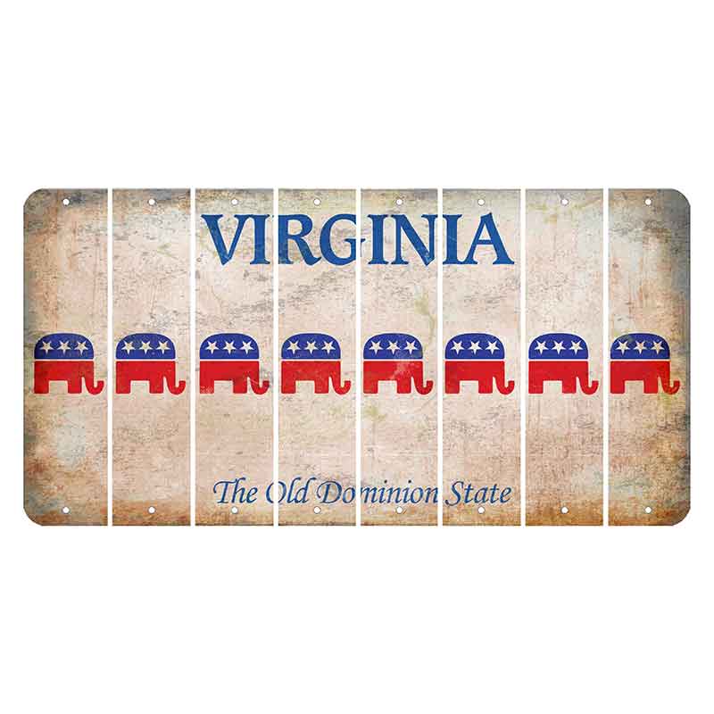 Virginia Cut License Plate Strips (Set of 8) Republican