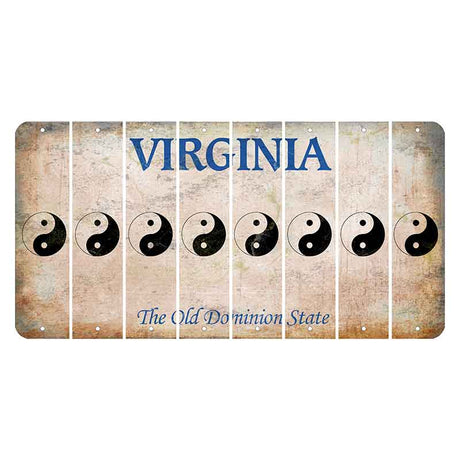 Virginia Cut License Plate Strips (Set of 8) Yin Yang