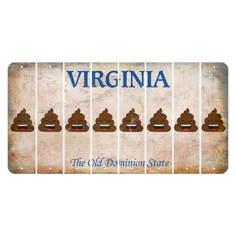 Virginia Cut License Plate Strips (Set of 8) Emoji - Poop