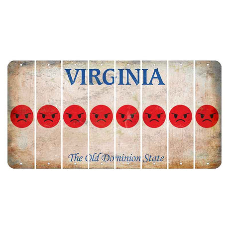 Virginia Cut License Plate Strips (Set of 8) Emoji - Angry