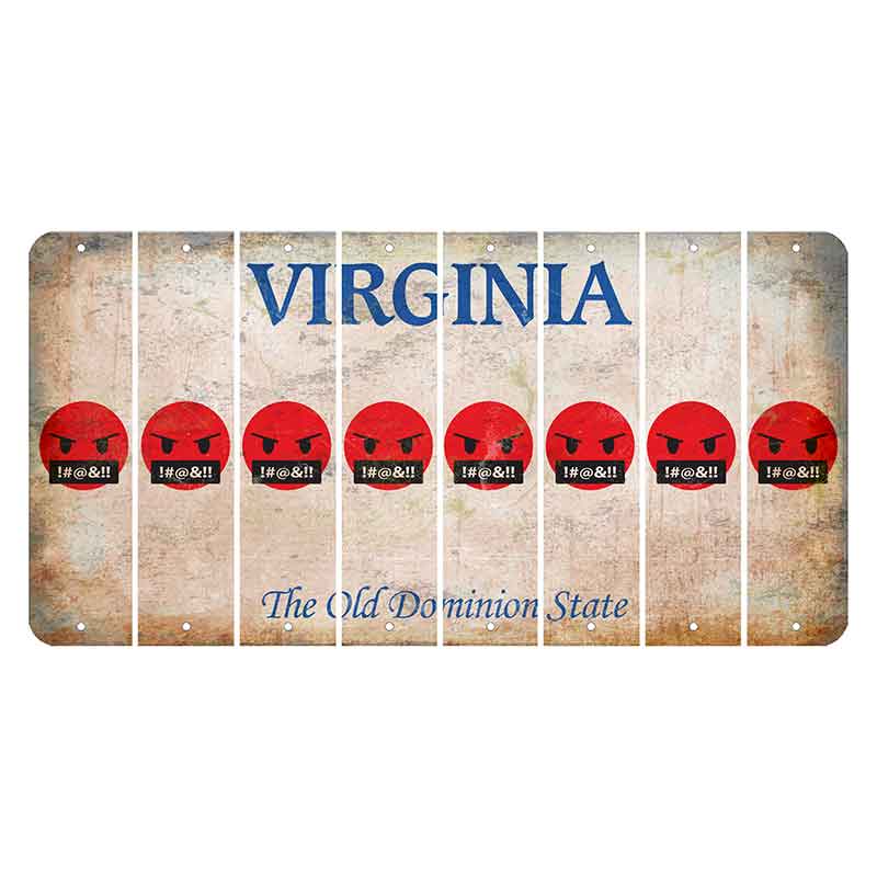 Virginia Cut License Plate Strips (Set of 8) Emoji - Pissed