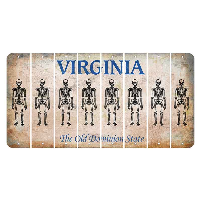 Virginia Cut License Plate Strips (Set of 8) Skeleton