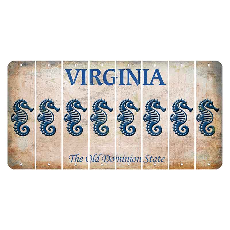 Virginia Cut License Plate Strips (Set of 8) Seahorse