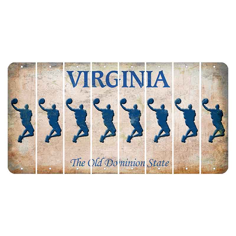 Virginia Cut License Plate Strips (Set of 8) Basketball Player