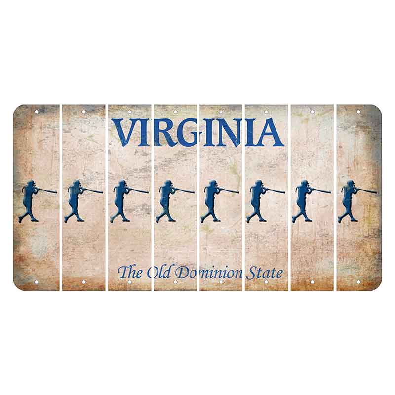 Virginia Cut License Plate Strips (Set of 8) Softball Batter