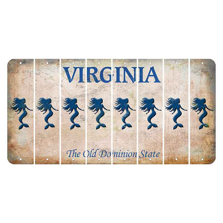 Virginia Cut License Plate Strips (Set of 8) Mermaid