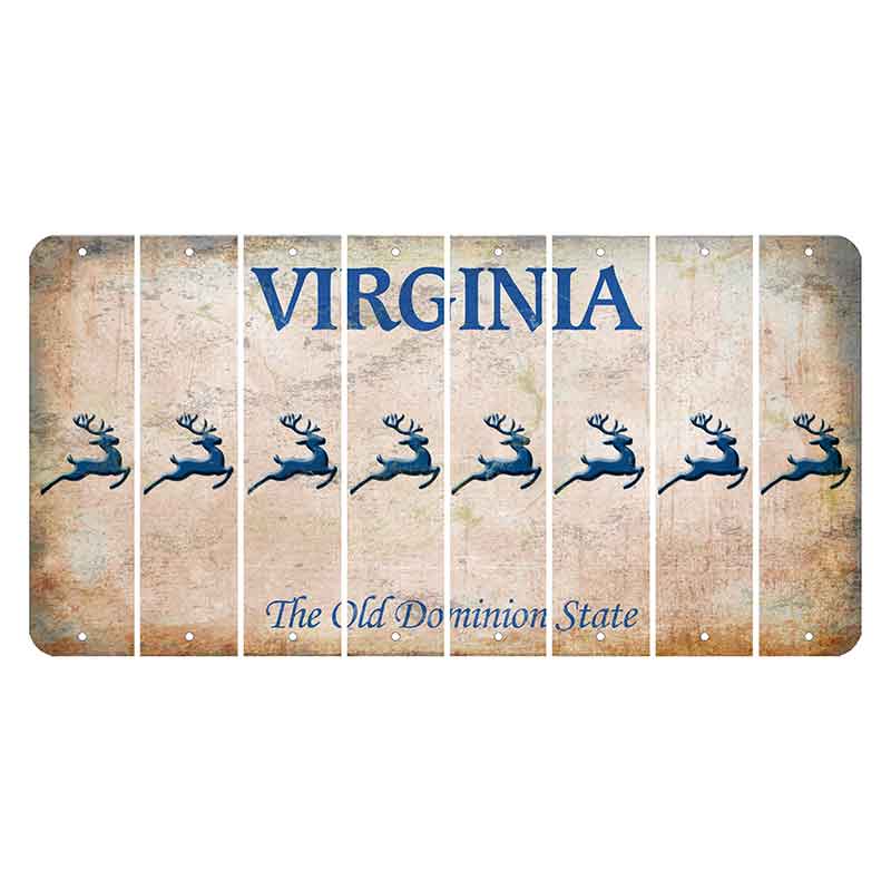 Virginia Cut License Plate Strips (Set of 8) Reindeer