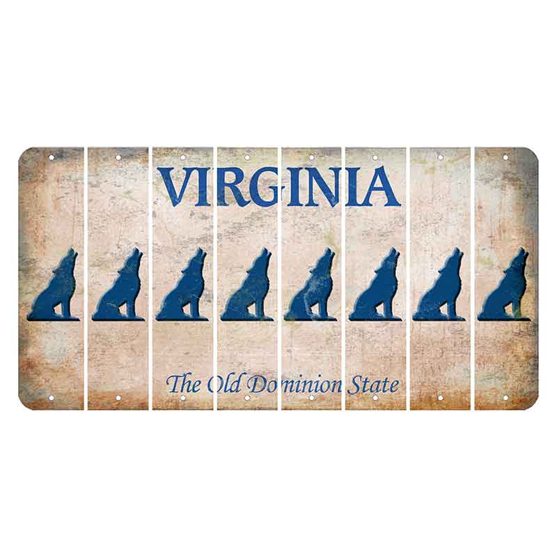 Virginia Cut License Plate Strips (Set of 8) Howling Wolf