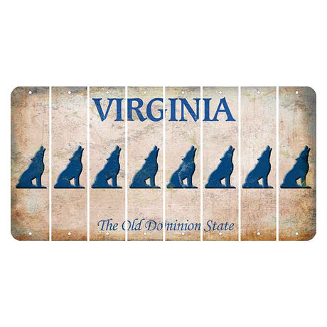 Virginia Cut License Plate Strips (Set of 8) Howling Wolf