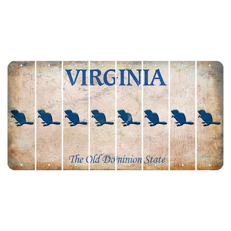 Virginia Cut License Plate Strips (Set of 8) Beaver