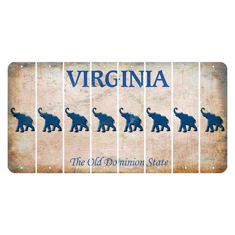 Virginia Cut License Plate Strips (Set of 8) Elephant