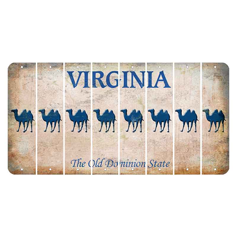 Virginia Cut License Plate Strips (Set of 8) Camel