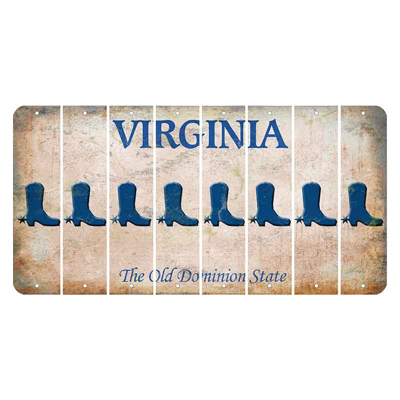 Virginia Cut License Plate Strips (Set of 8) Cowboy Boot