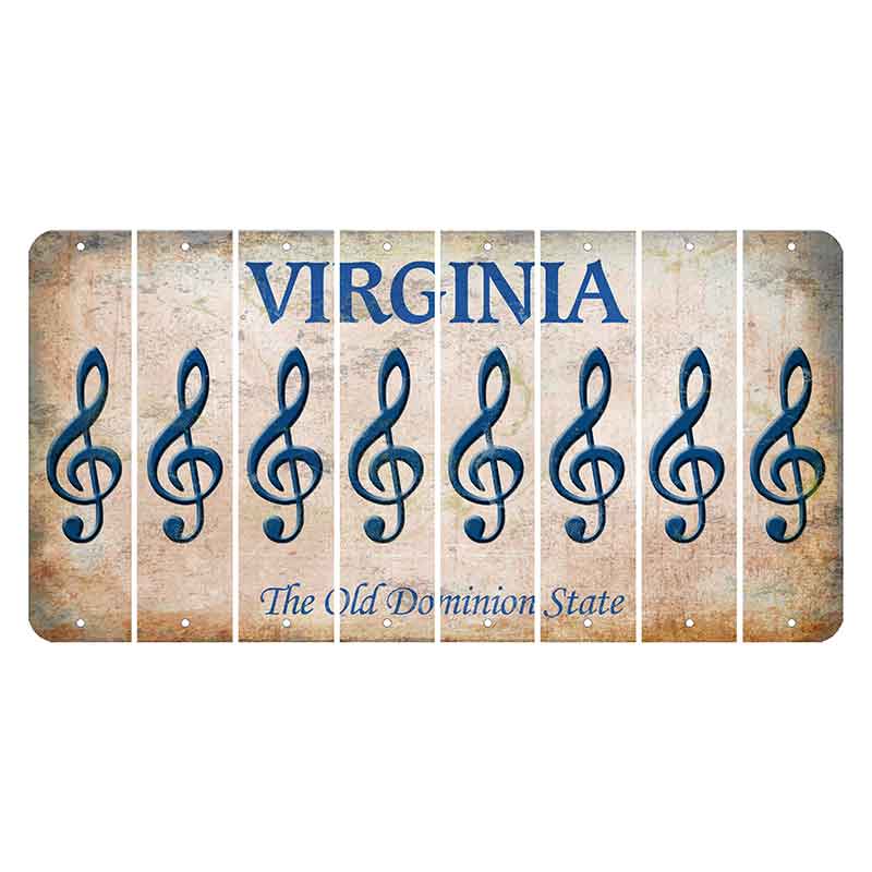 Virginia Cut License Plate Strips (Set of 8) Music Note