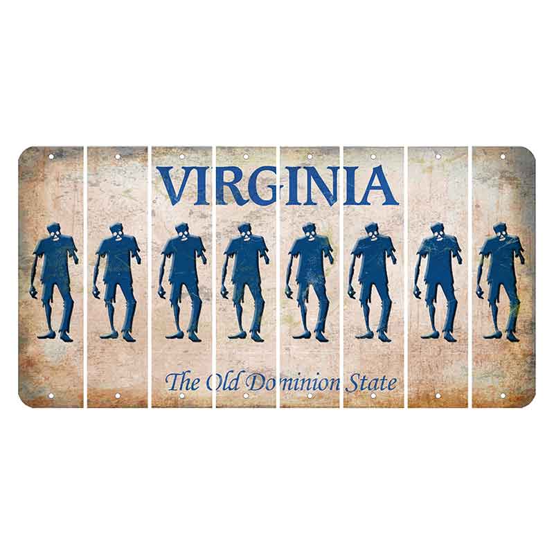 Virginia Cut License Plate Strips (Set of 8) Zombie