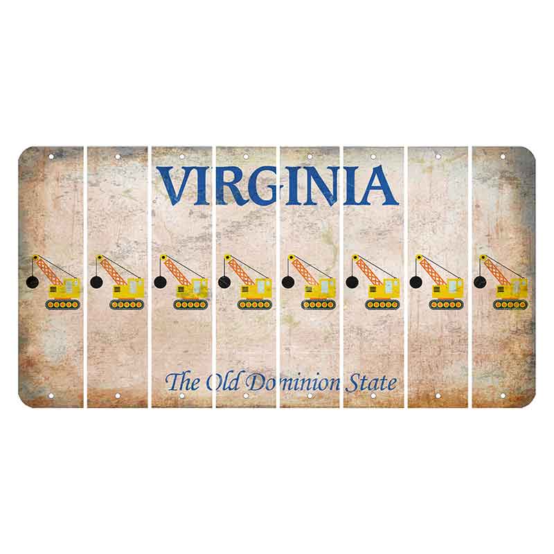 Virginia Cut License Plate Strips (Set of 8) Wrecking Ball Crane