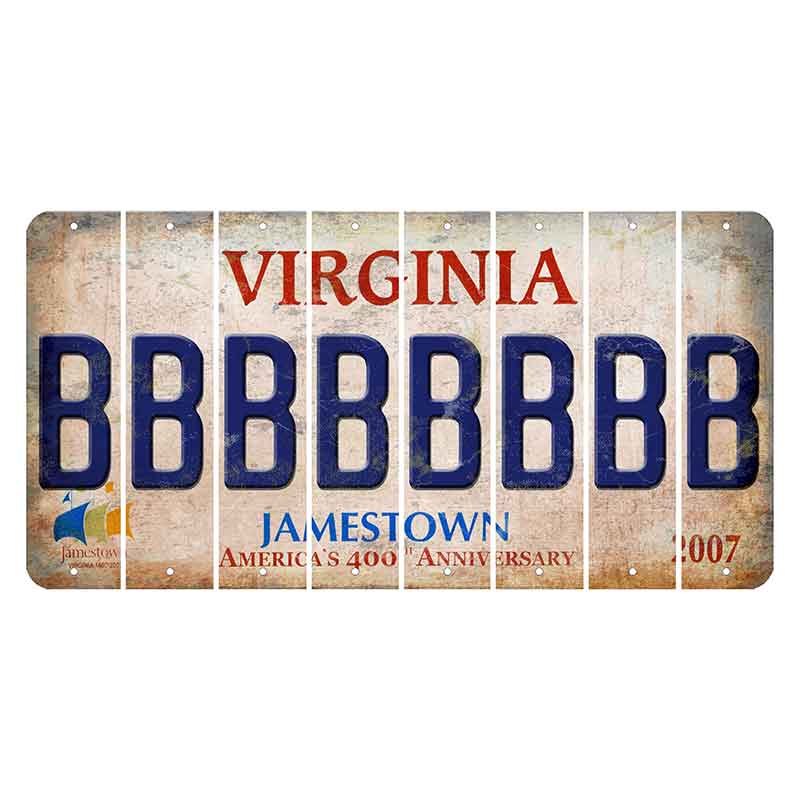 Virginia Jamestown Cut License Plate Strips (Set of 8) B