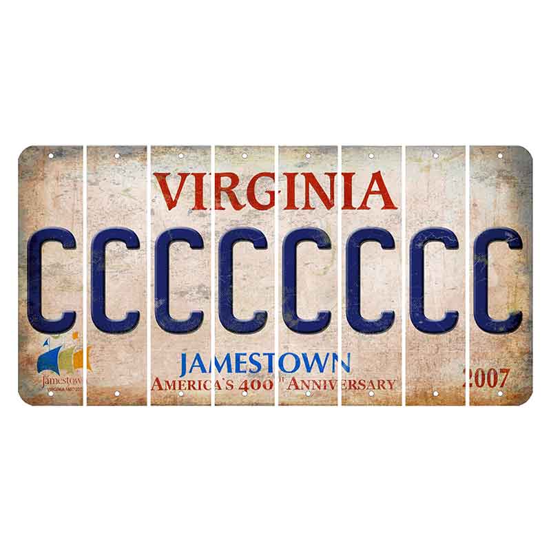 Virginia Jamestown Cut License Plate Strips (Set of 8) C