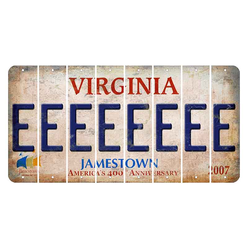 Virginia Jamestown Cut License Plate Strips (Set of 8) E