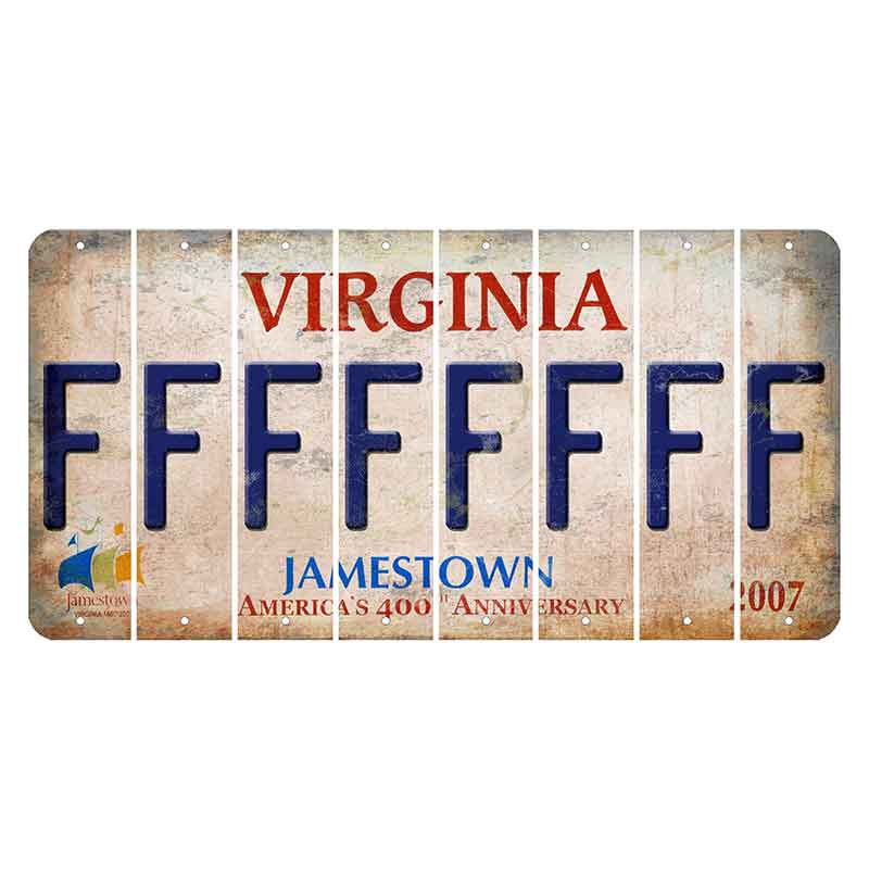 Virginia Jamestown Cut License Plate Strips (Set of 8) F