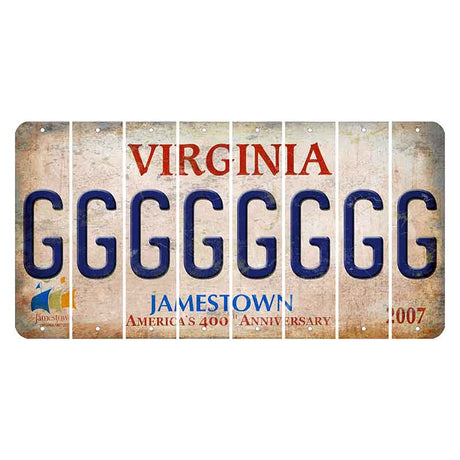 Virginia Jamestown Cut License Plate Strips (Set of 8) G