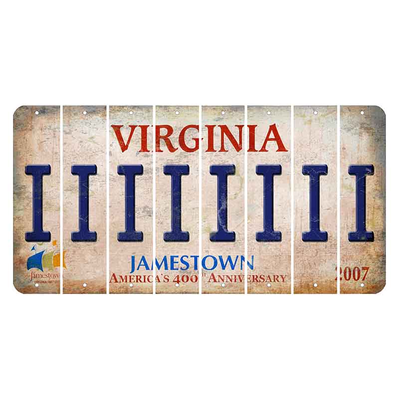 Virginia Jamestown Cut License Plate Strips (Set of 8) I