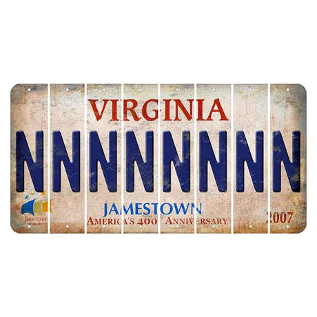 Virginia Jamestown Cut License Plate Strips (Set of 8) N