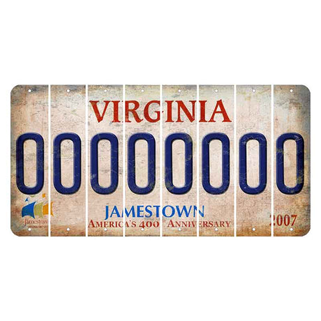 Virginia Jamestown Cut License Plate Strips (Set of 8) O