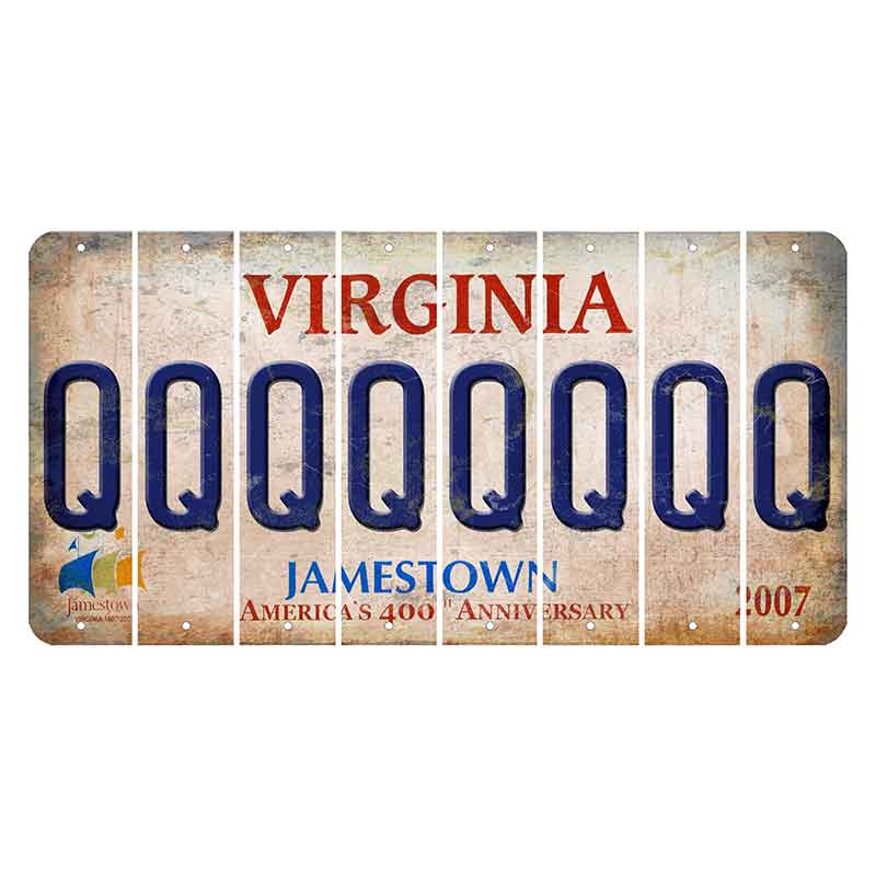 Virginia Jamestown Cut License Plate Strips (Set of 8) Q