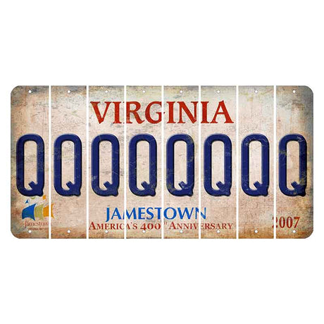 Virginia Jamestown Cut License Plate Strips (Set of 8) Q