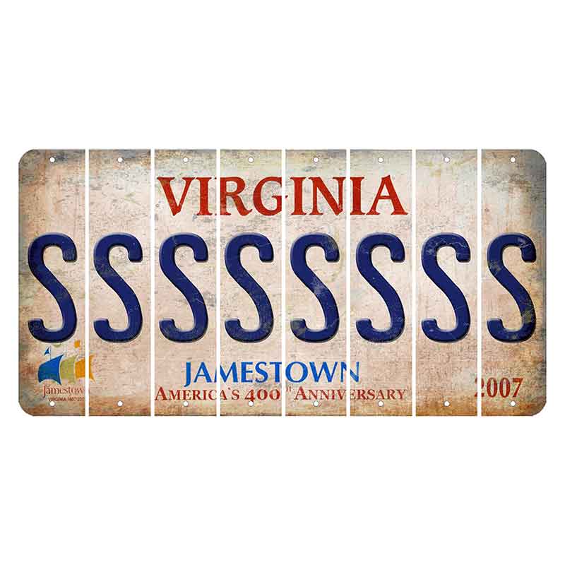 Virginia Jamestown Cut License Plate Strips (Set of 8) S