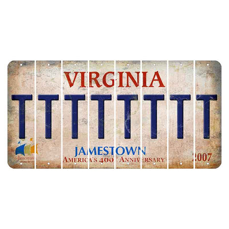 Virginia Jamestown Cut License Plate Strips (Set of 8) T