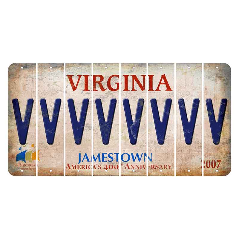 Virginia Jamestown Cut License Plate Strips (Set of 8) V