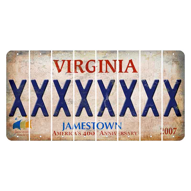 Virginia Jamestown Cut License Plate Strips (Set of 8) X