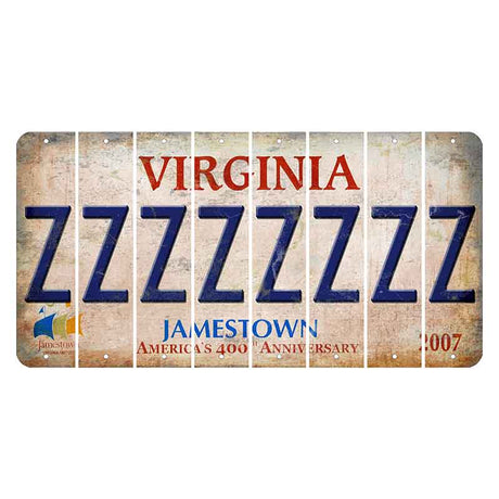 Virginia Jamestown Cut License Plate Strips (Set of 8) Z